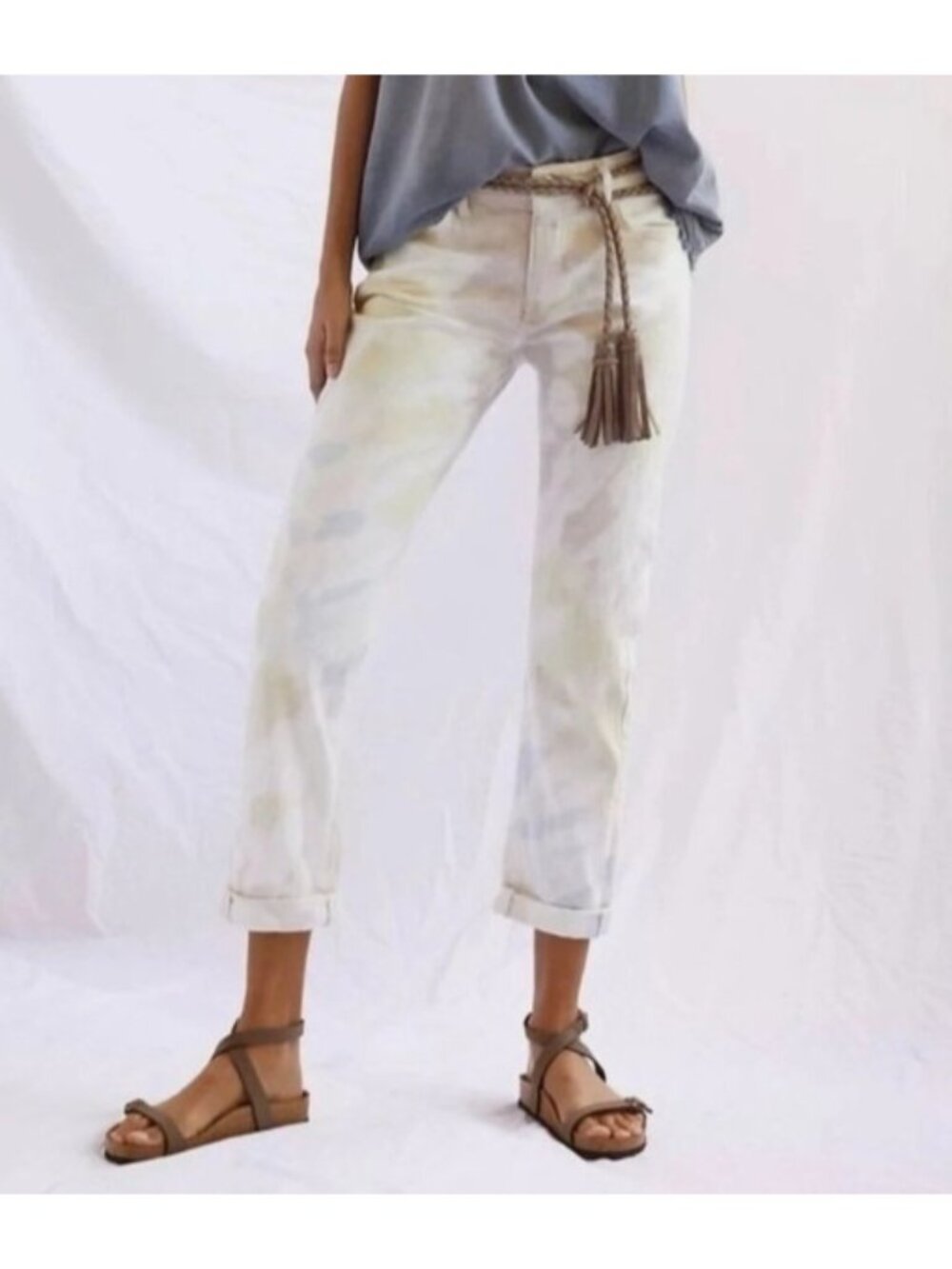 Anthropologie Pilcro Slim Boyfriend Crop Tie Dye Jeans Womens Size 29 Petite